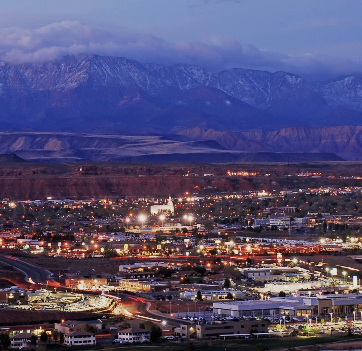 St. George, Utah skyline at night